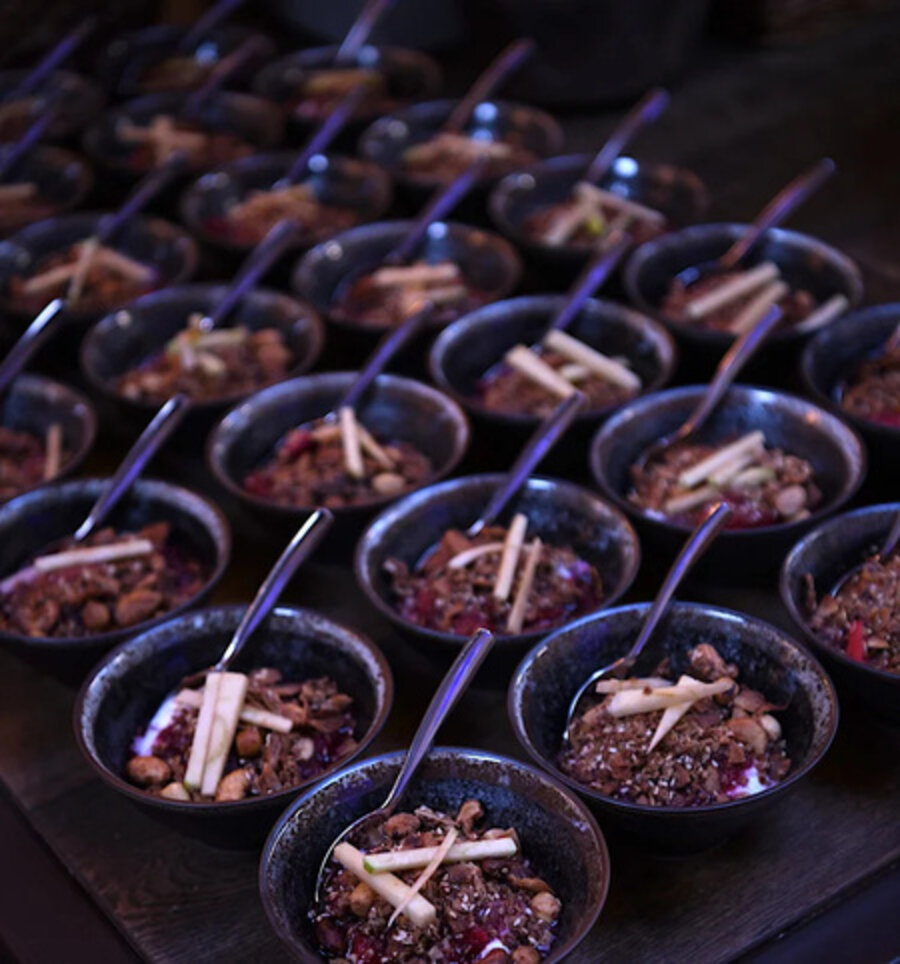 Dessert cups plated for guests
